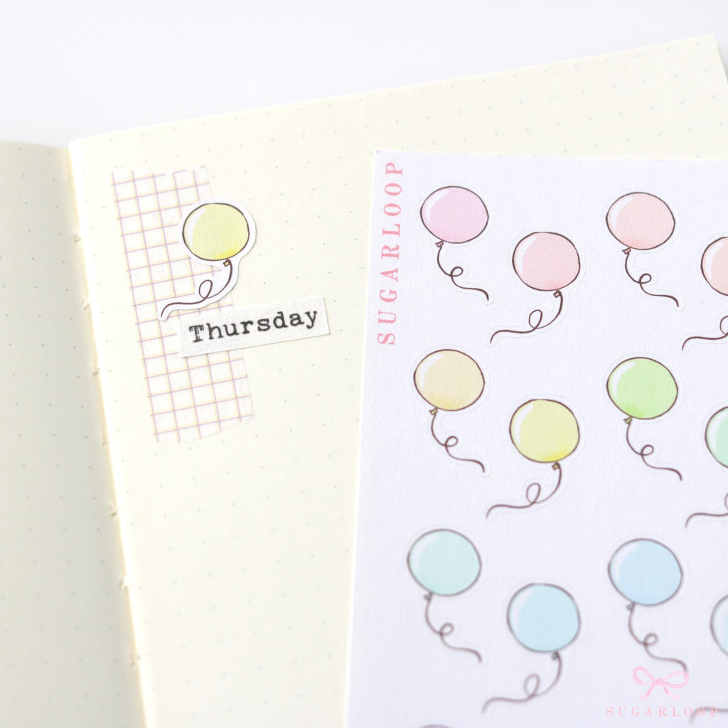 Cute Pastel Balloon Doodles Reminder Stickers