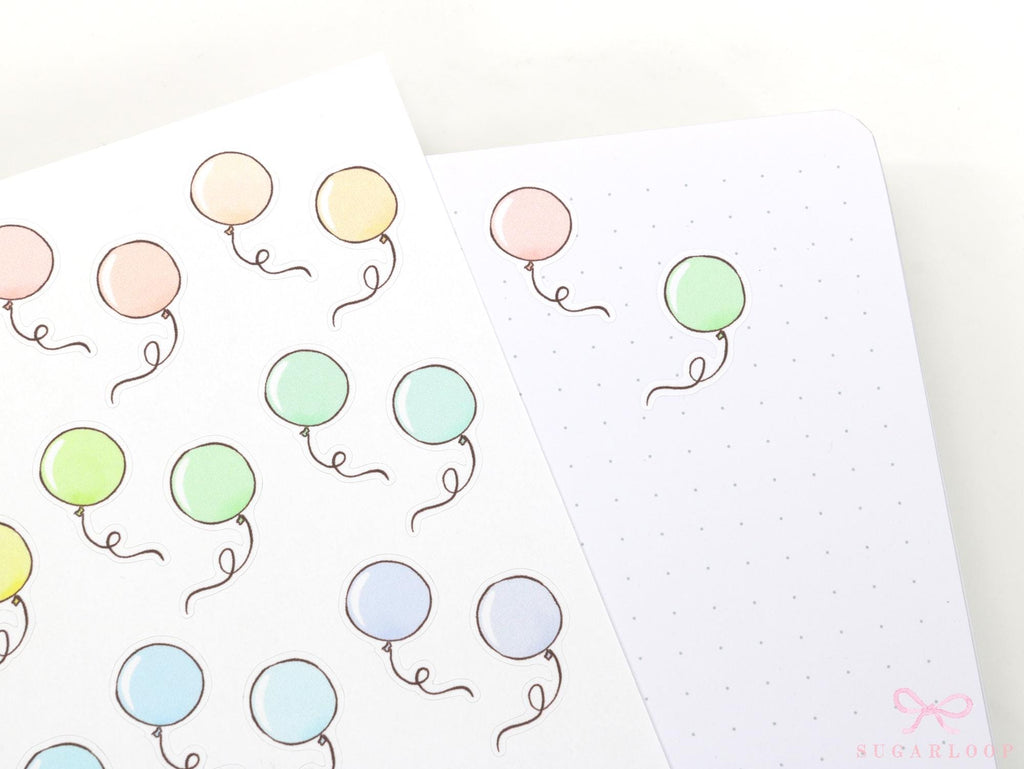 Cute Pastel Balloon Doodles Reminder Stickers