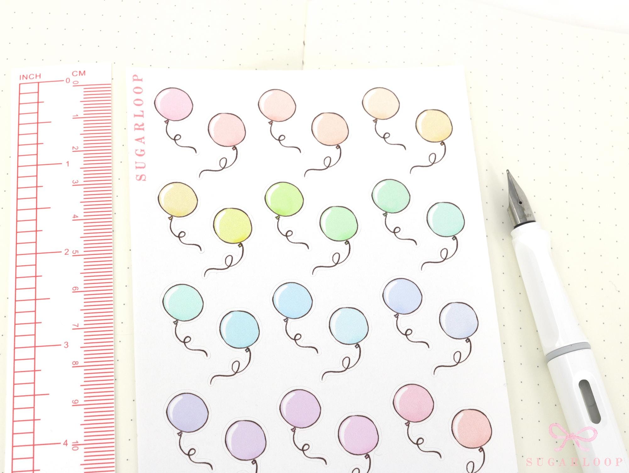 Cute Pastel Balloon Doodles Reminder Stickers
