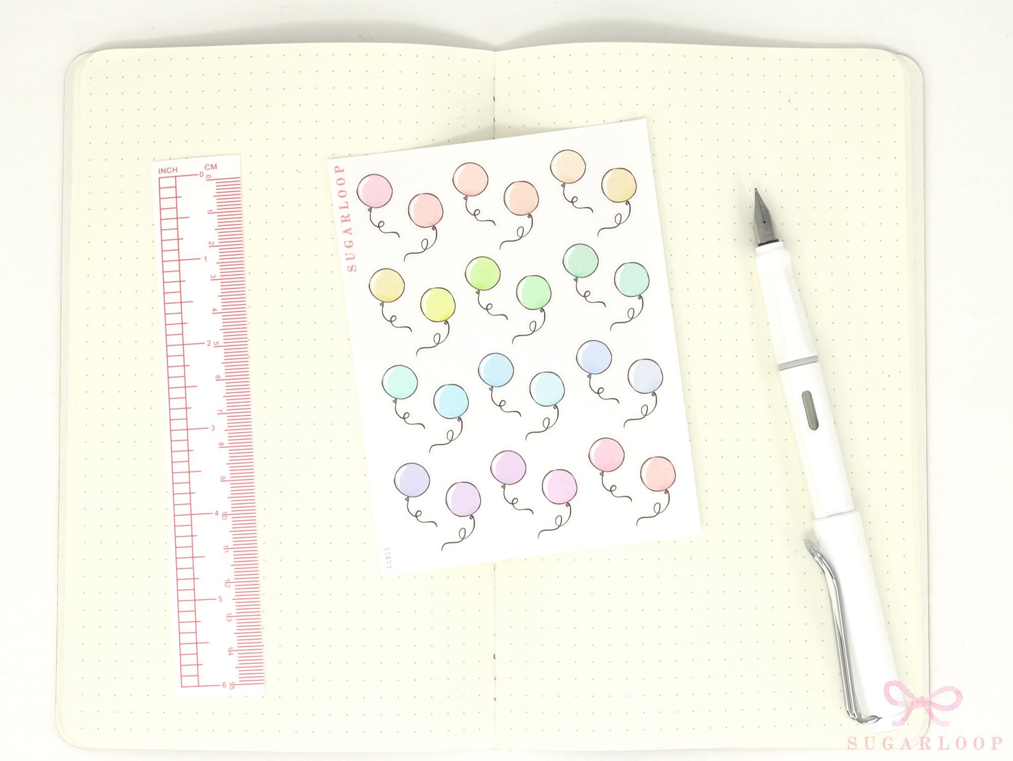 Cute Pastel Balloon Doodles Reminder Stickers