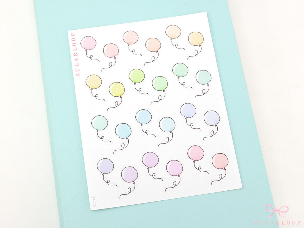 Cute Pastel Balloon Doodles Reminder Stickers