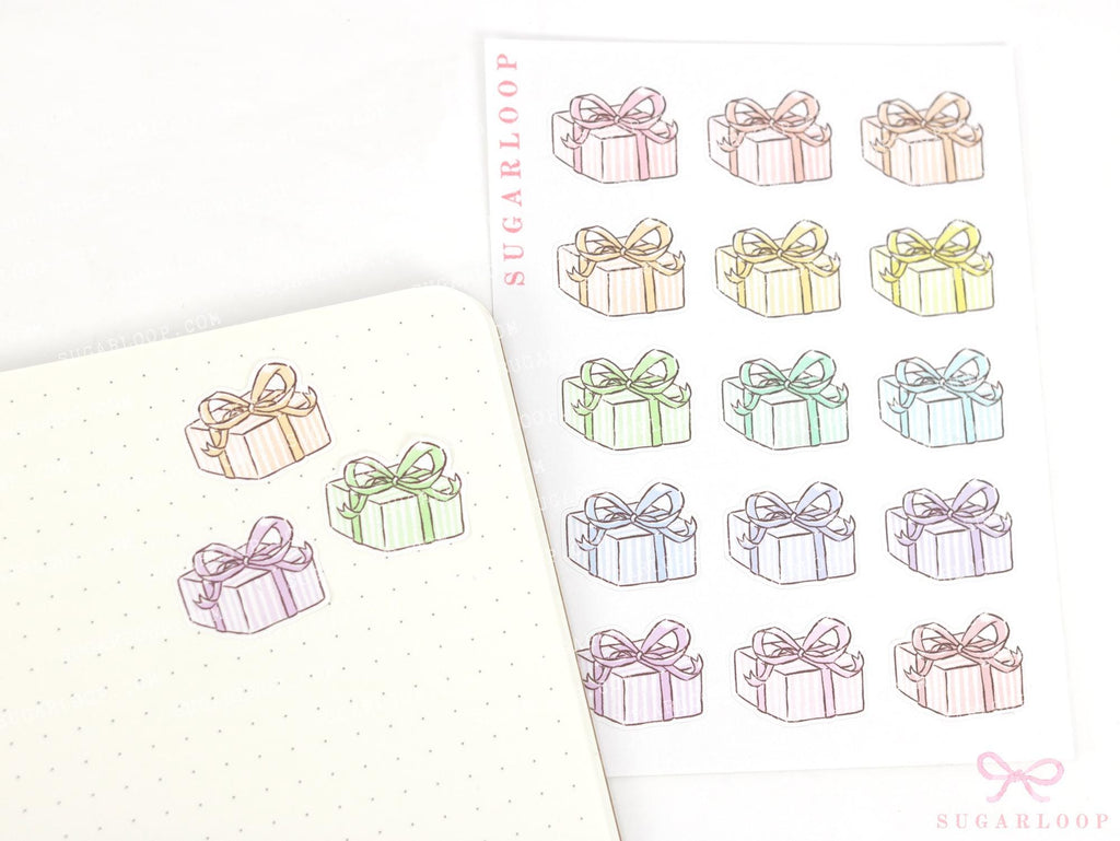 Gift Birthday Celebration Stickers for Planners & Bujo Journals
