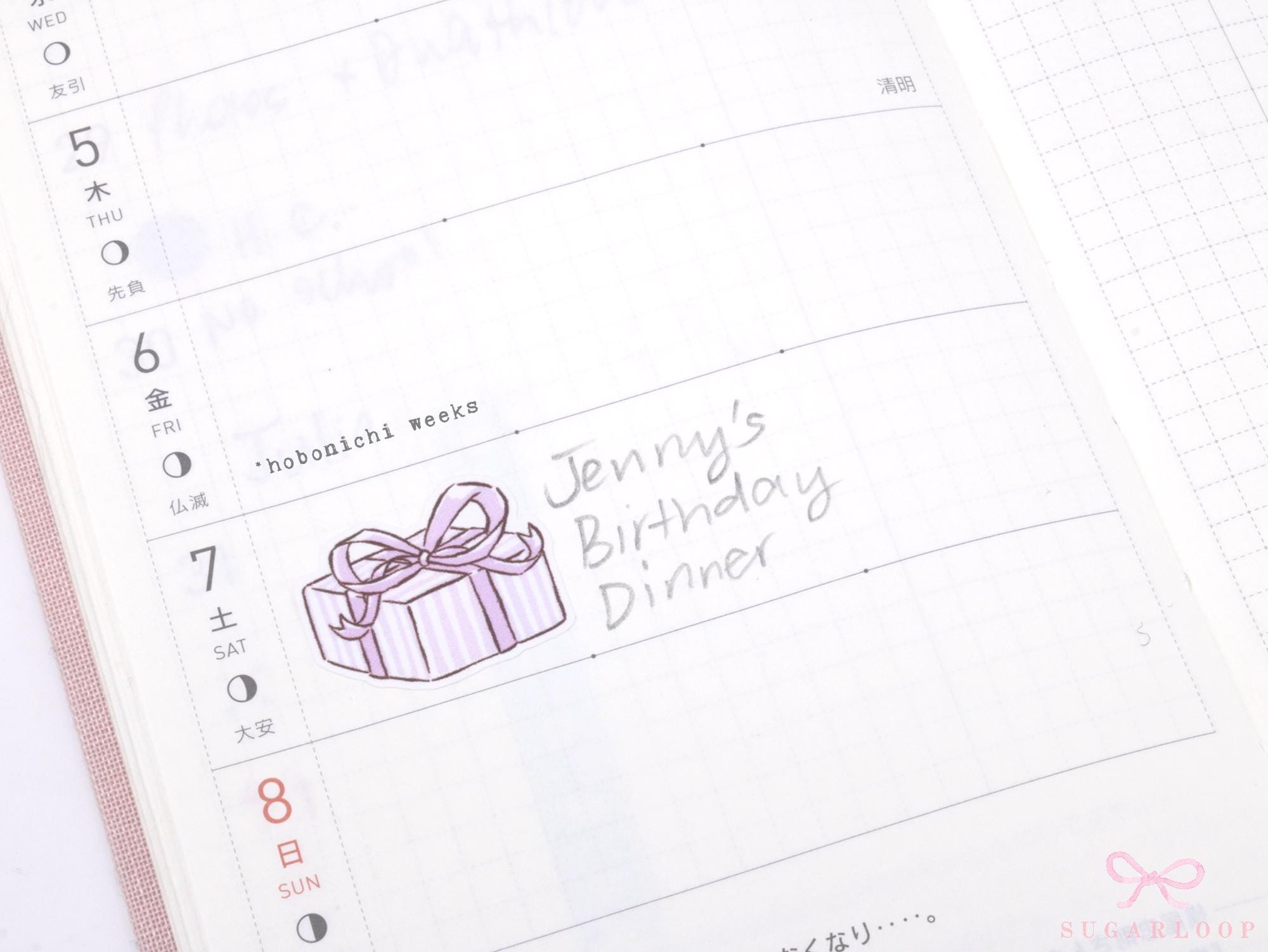 Gift Birthday Celebration Stickers for Planners & Bujo Journals