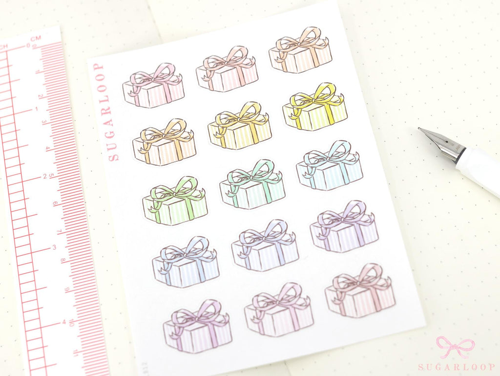 Gift Birthday Celebration Stickers for Planners & Bujo Journals