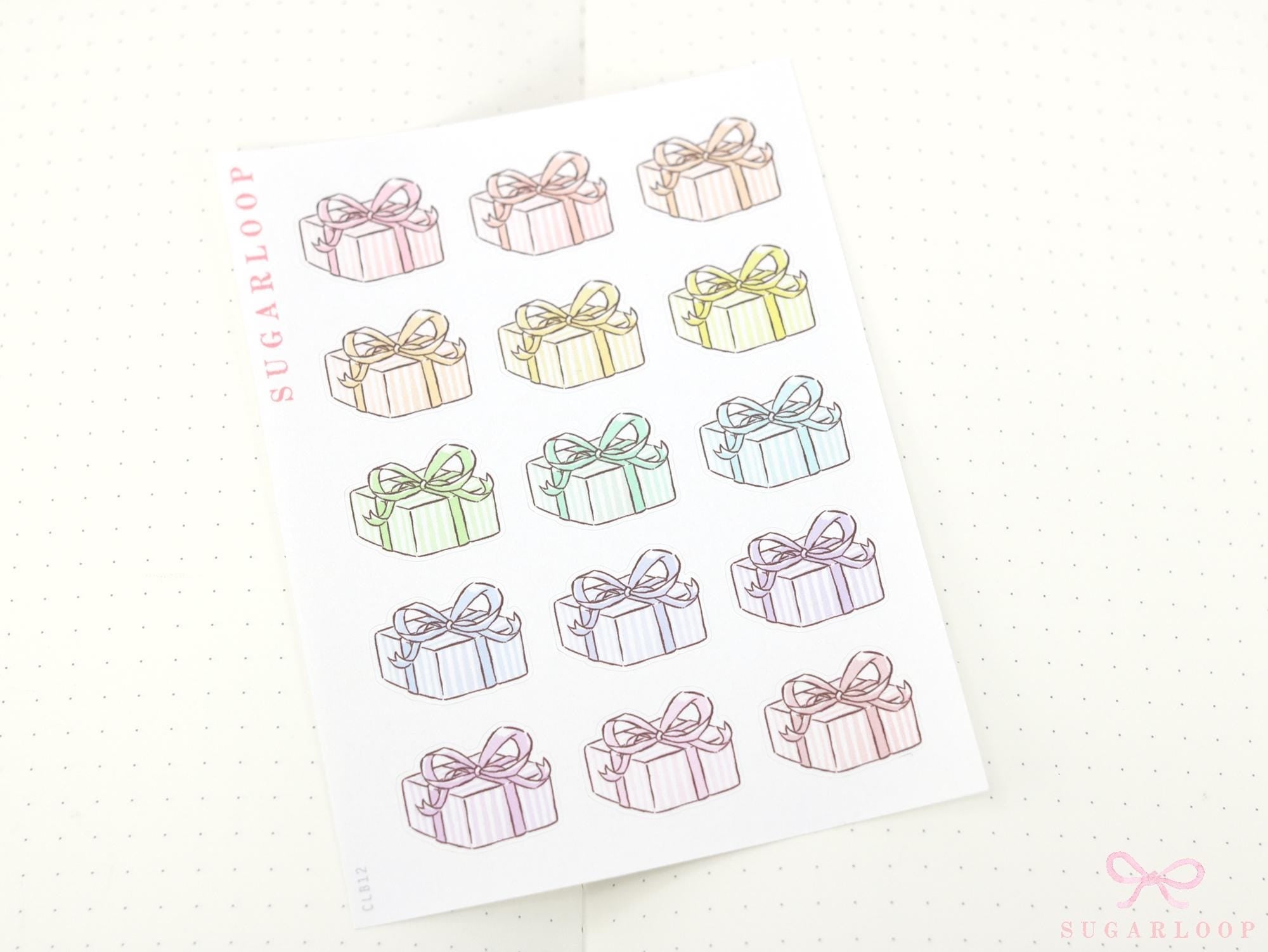 Gift Birthday Celebration Stickers for Planners & Bujo Journals
