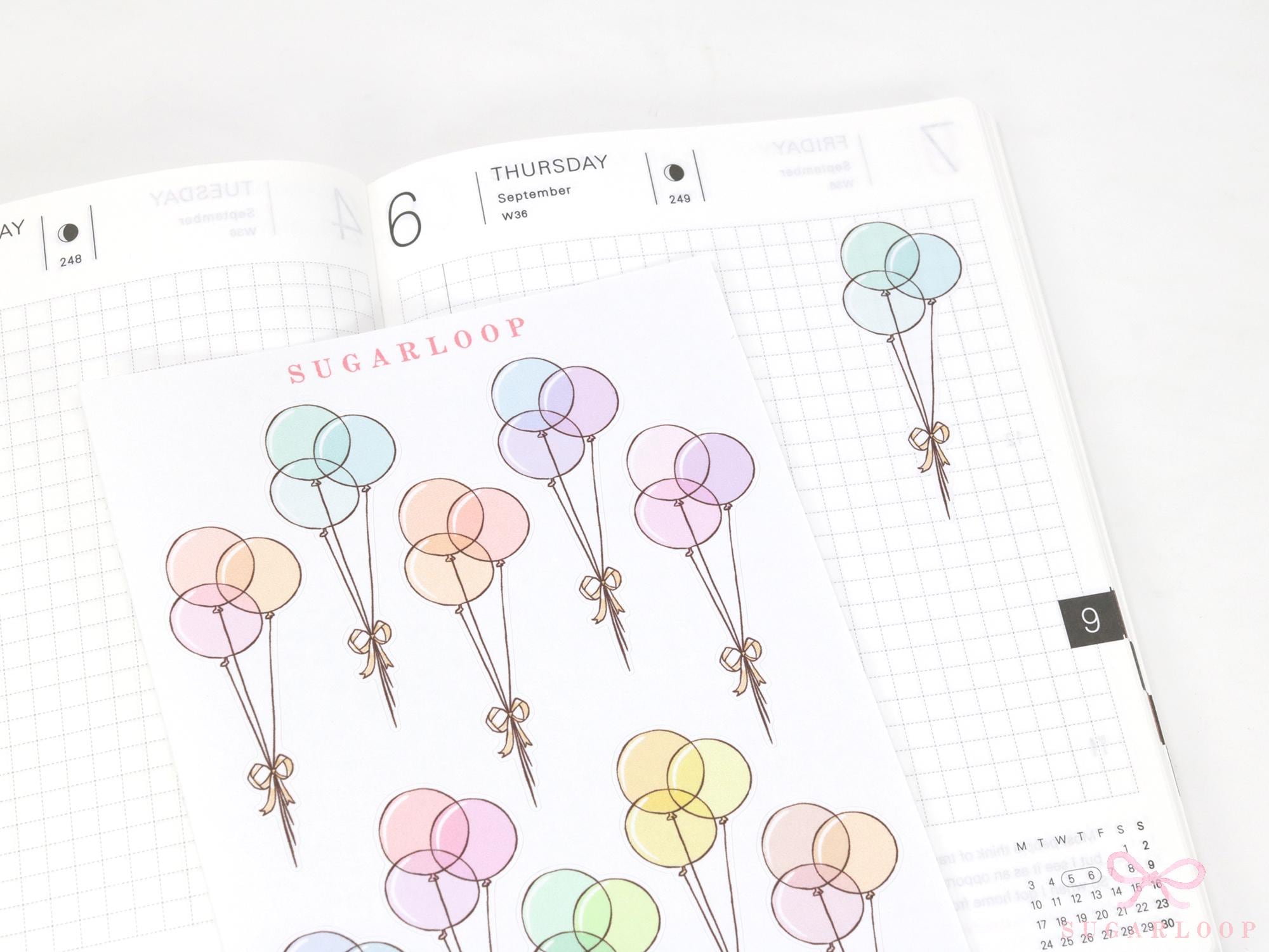 Birthday Balloon Sticker Sheet for Planners and Journals: Special Occasion Anniversary Wedding