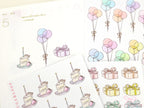 Bundle of Balloons  Cake & Gifts Planner and Journal Stickers: Deco Sheets