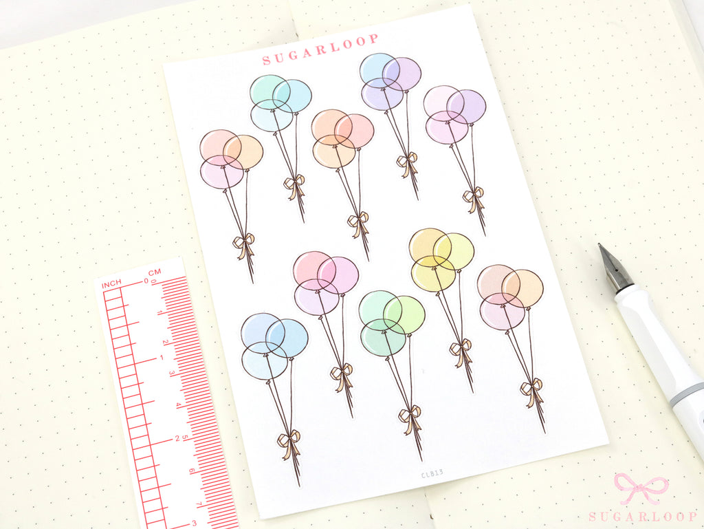 Bundle of Balloons  Cake & Gifts Planner and Journal Stickers: Deco Sheets