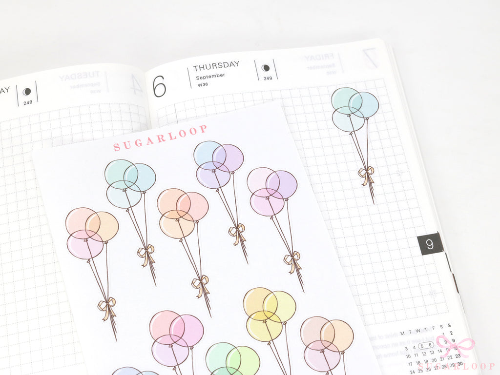 Bundle of Balloons  Cake & Gifts Planner and Journal Stickers: Deco Sheets