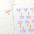 Watercolor Balloon Bunch Birthday Celebration Bujo Planner Stickers