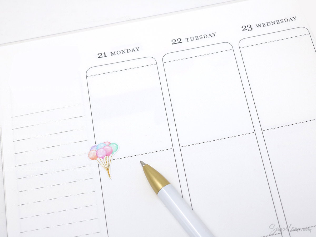 Watercolor Balloon Bunch Birthday Celebration Bujo Planner Stickers