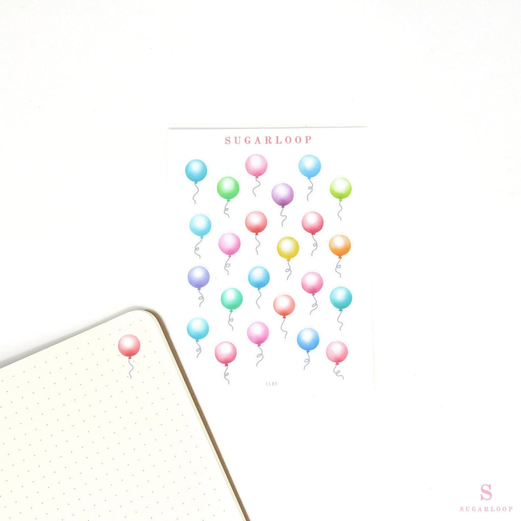 Cute Balloon Planner and Journal Stickers: Watercolor Frosted