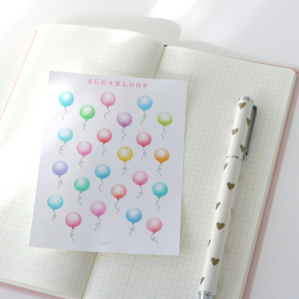 Cute Balloon Planner and Journal Stickers: Watercolor Frosted
