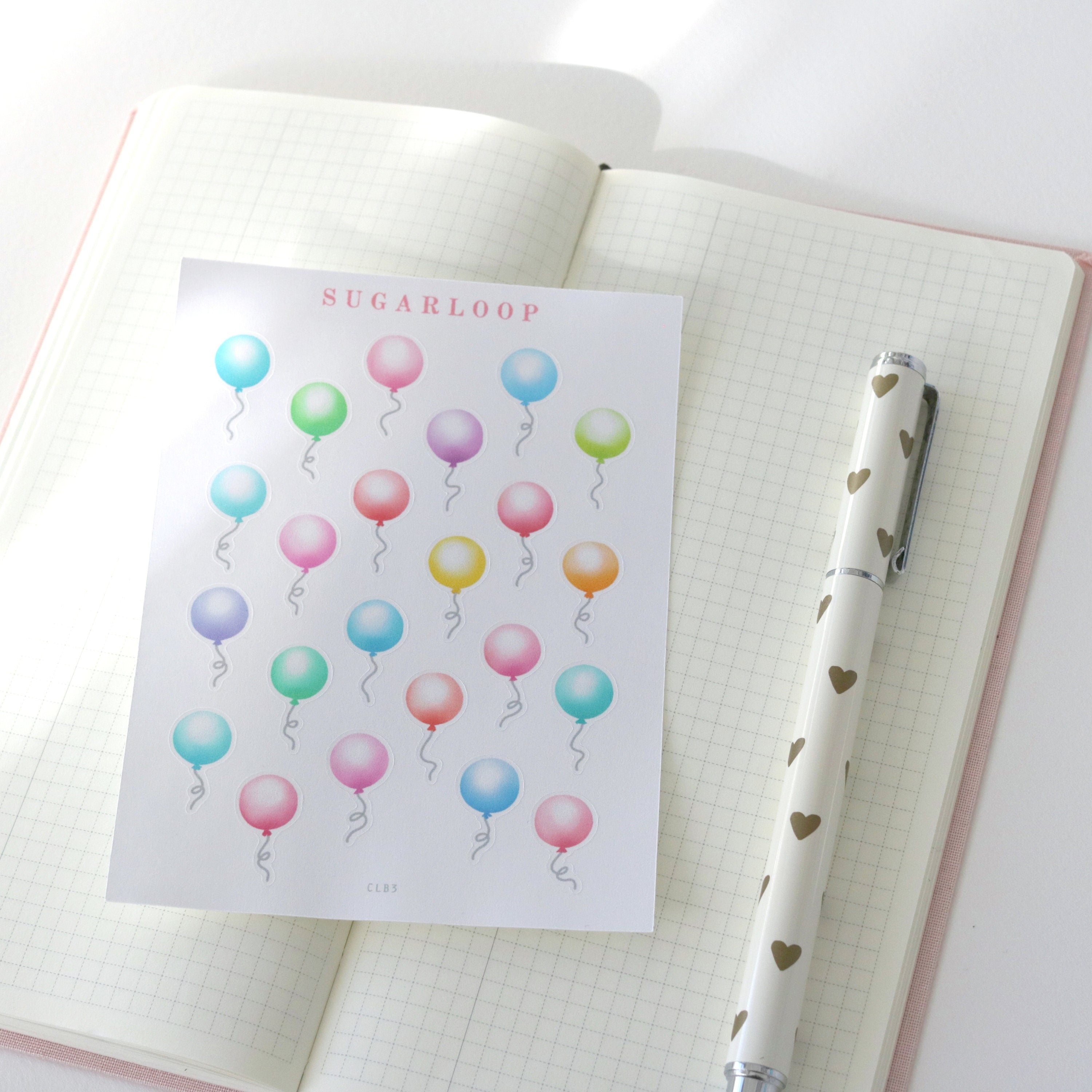 Cute Balloon Planner and Journal Stickers: Watercolor Frosted