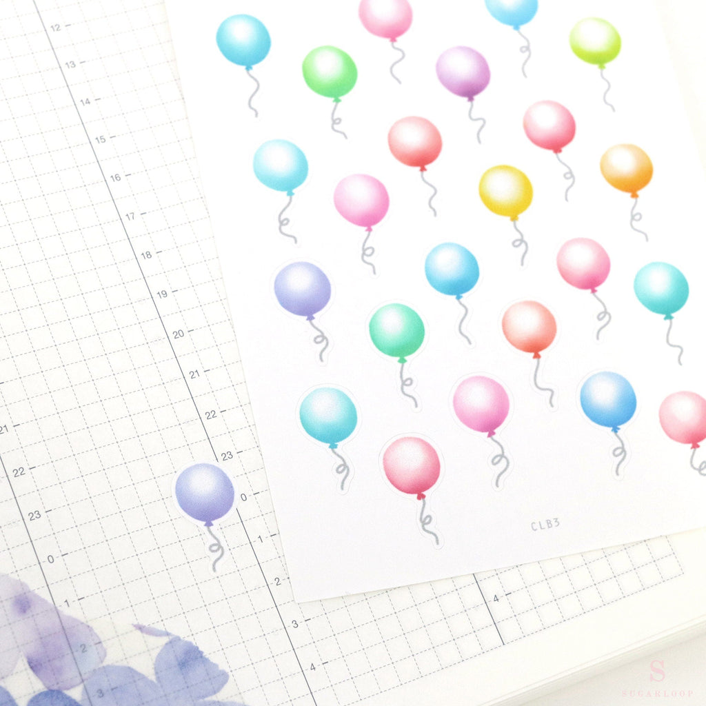 Cute Balloon Planner and Journal Stickers: Watercolor Frosted