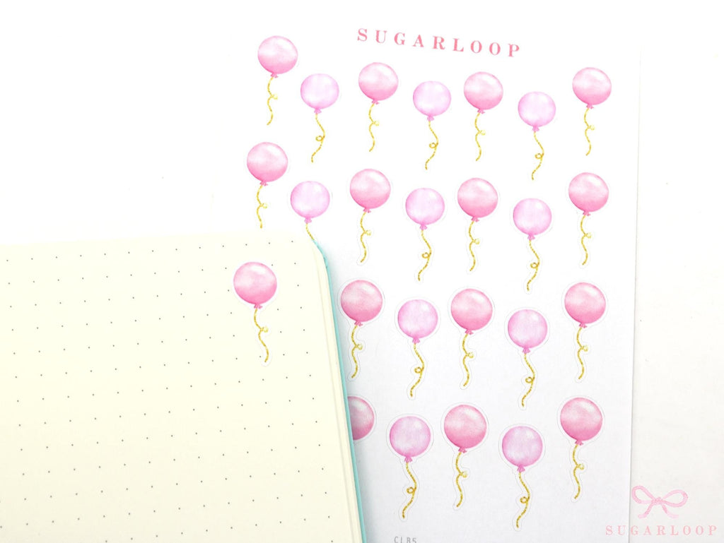 Cute Watercolor Balloons Reminder Stickers for Planners