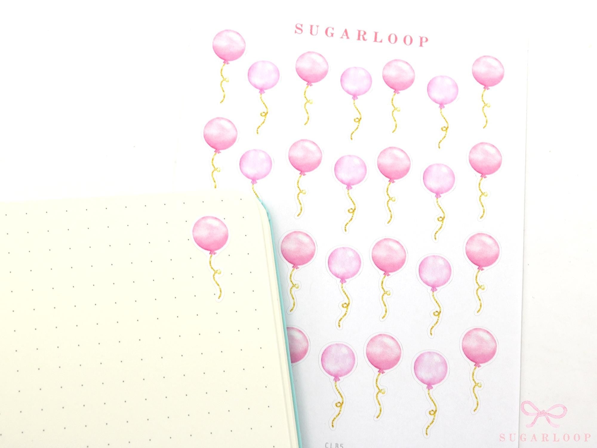 Cute Watercolor Balloons Reminder Stickers for Planners
