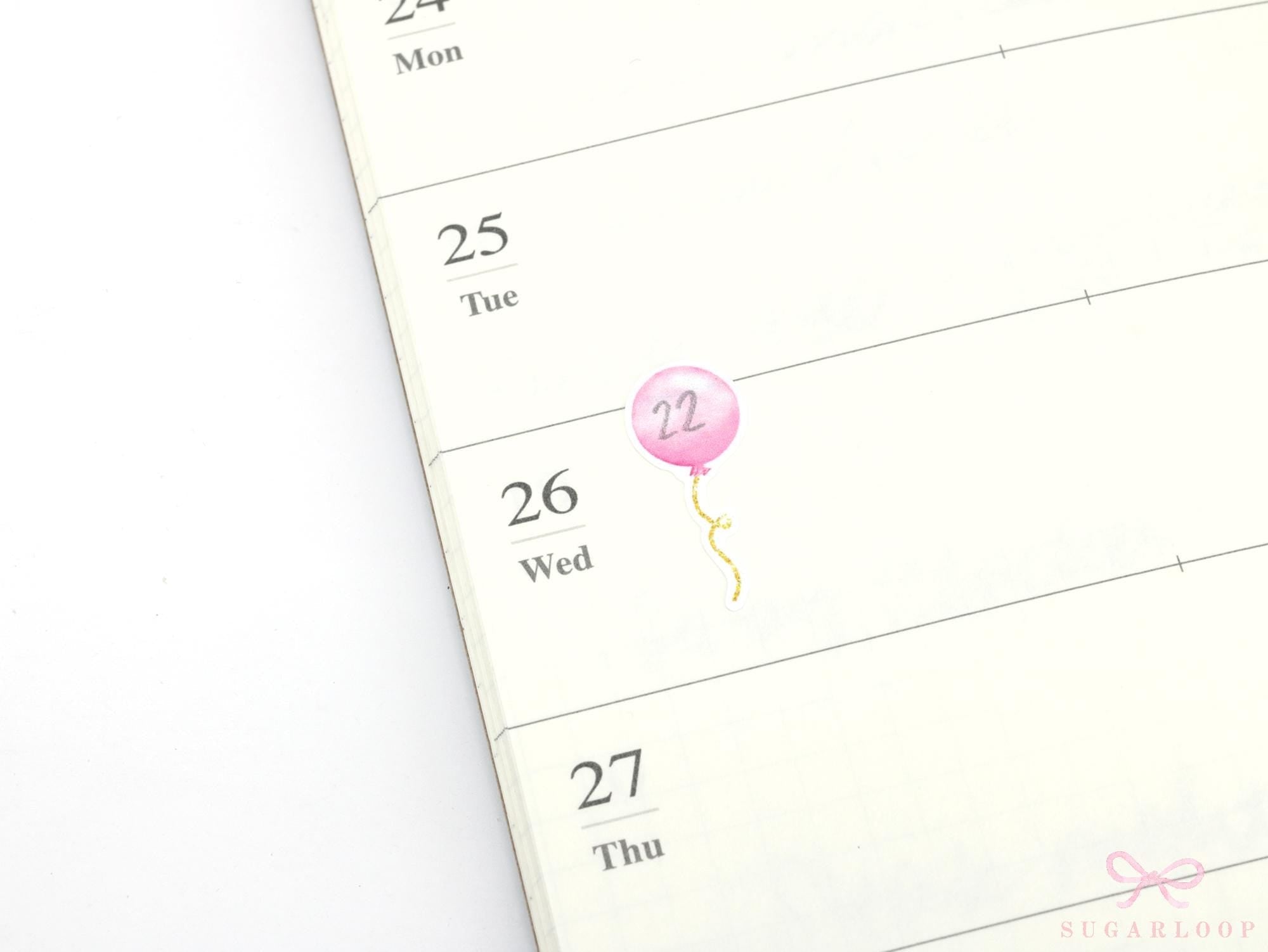 Cute Watercolor Balloons Reminder Stickers for Planners
