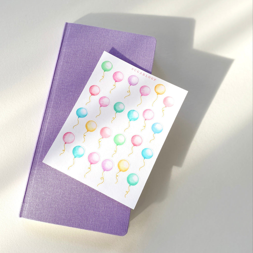 Cute Balloon Planner and Journal Stickers: Faux Glittery Strings