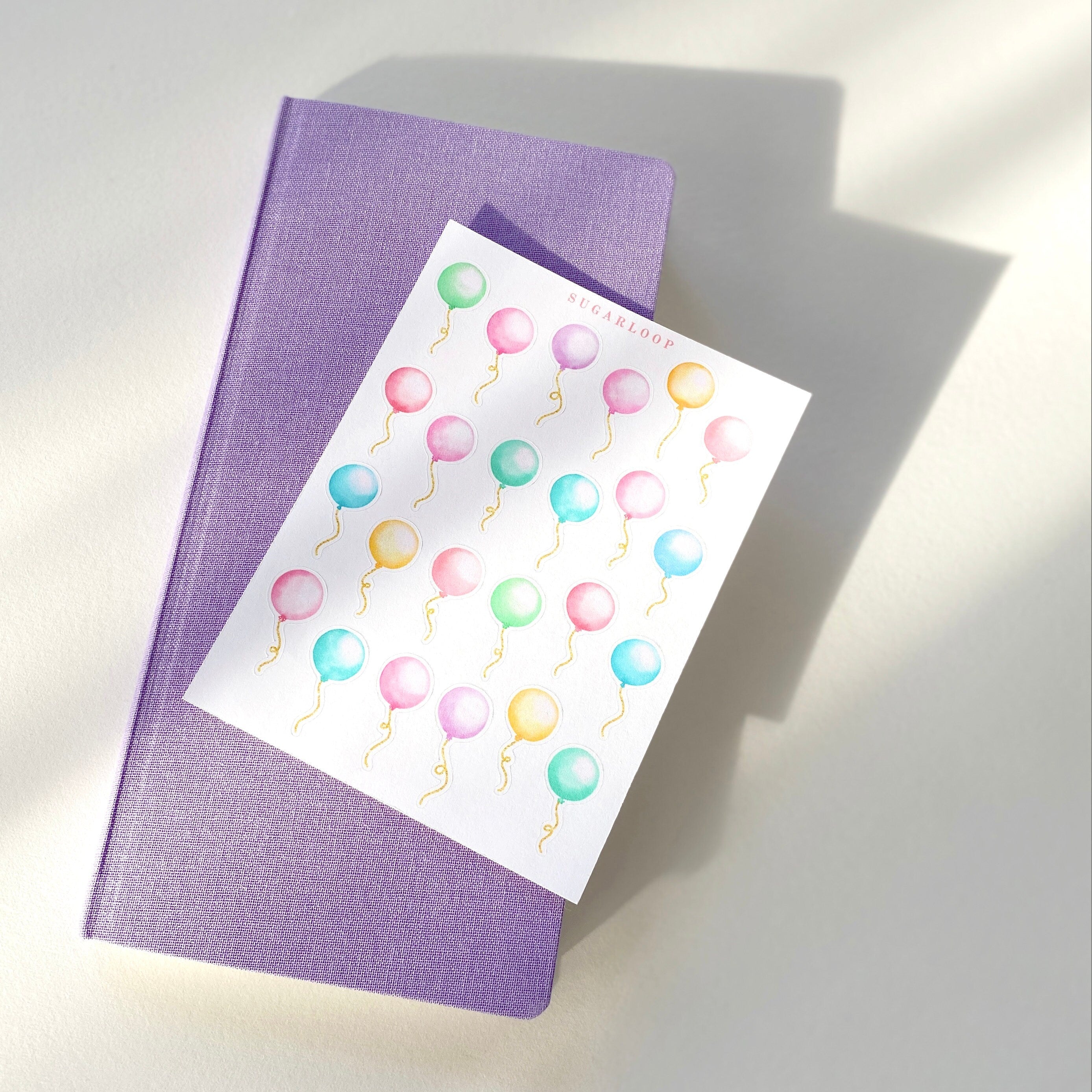 Cute Balloon Planner and Journal Stickers: Faux Glittery Strings