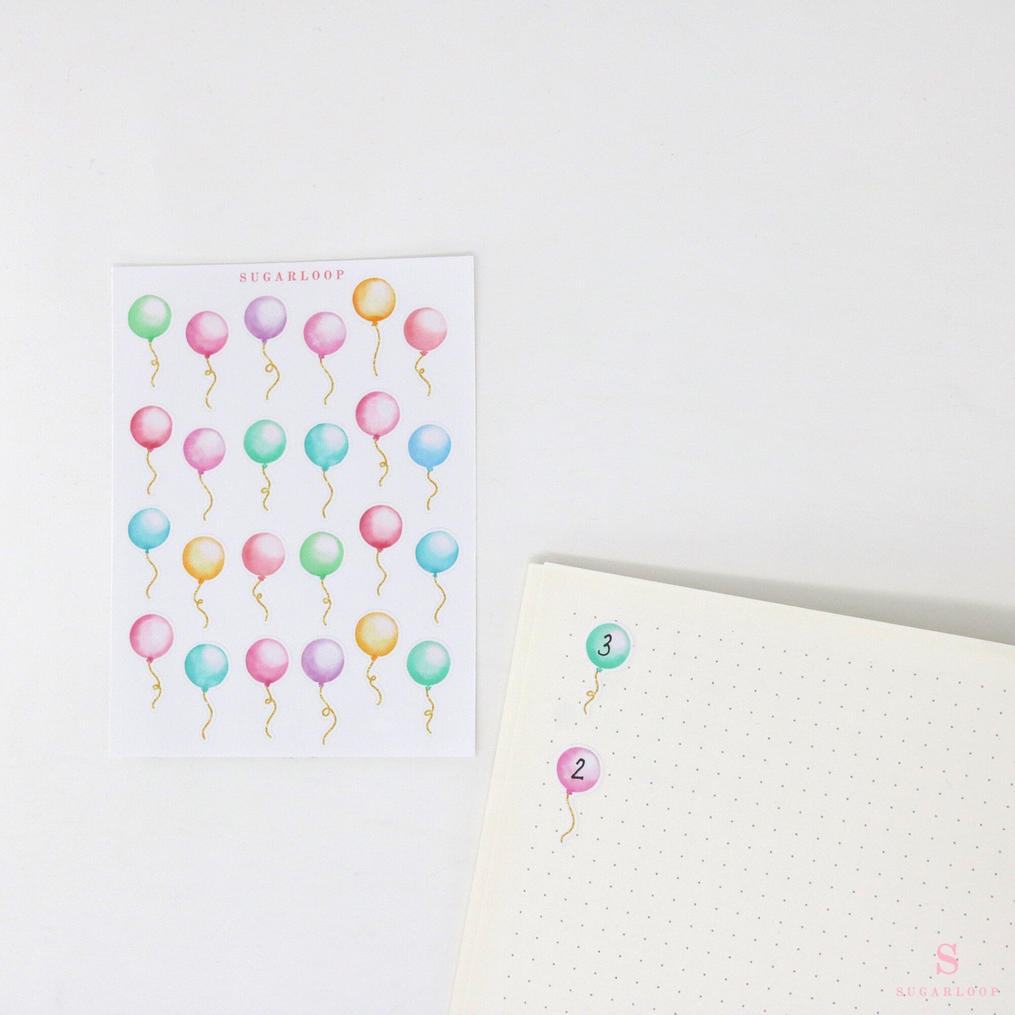 Cute Balloon Planner and Journal Stickers: Faux Glittery Strings
