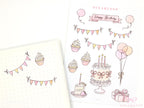 Birthday Planner Stickers with Cake, Balloons, Gifts, Bunting