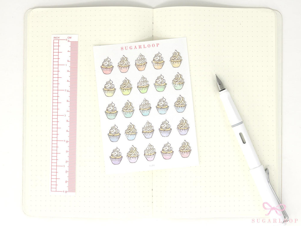 Cute Birthday Cupcakes Reminder Stickers for Planners
