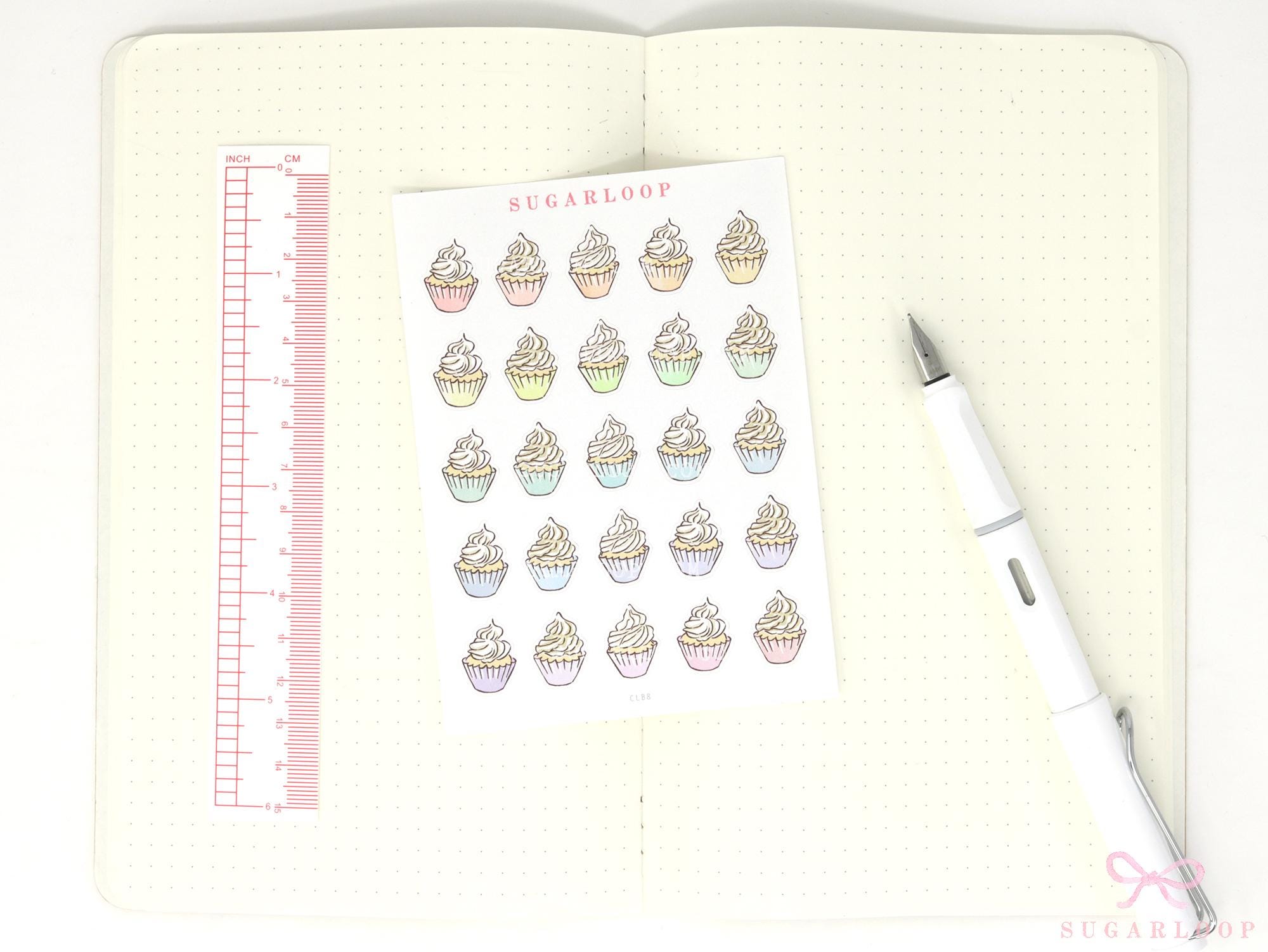Cute Birthday Cupcakes Reminder Stickers for Planners