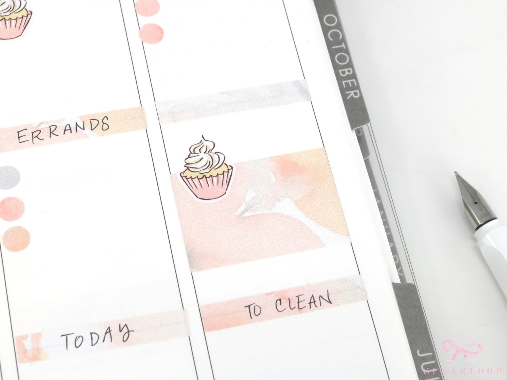Cute Birthday Cupcakes Reminder Stickers for Planners