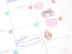 Cute Birthday Cupcakes Reminder Stickers for Planners