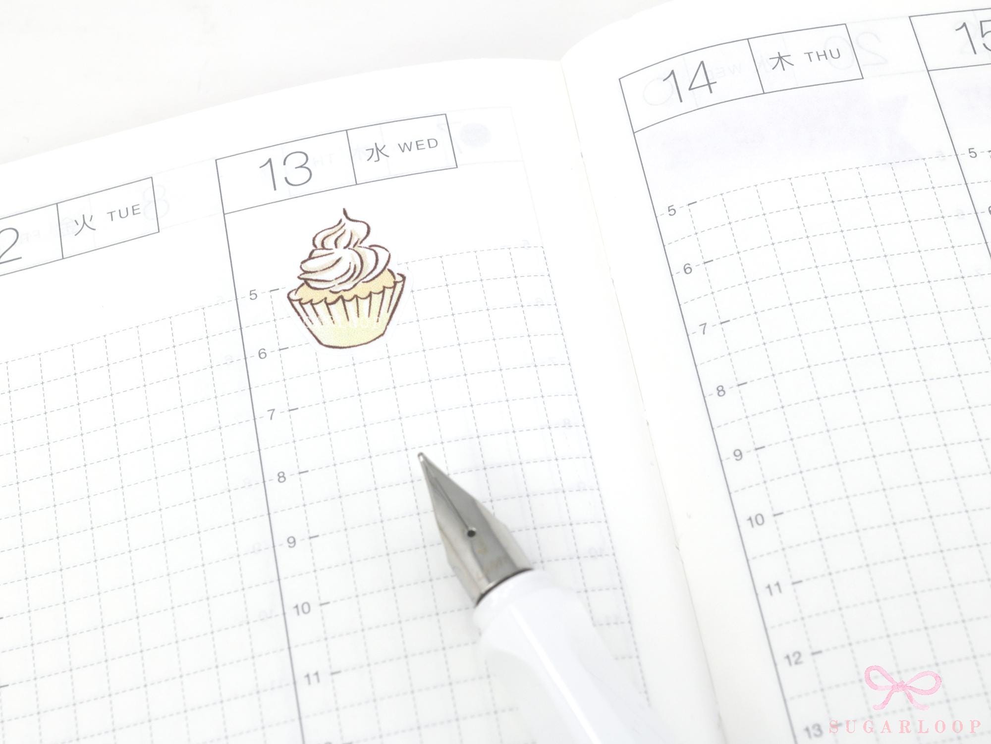 Cute Birthday Cupcakes Reminder Stickers for Planners