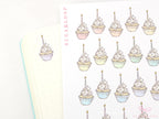 Cute Birthday Cupcake with Candle Reminder Stickers for Planners