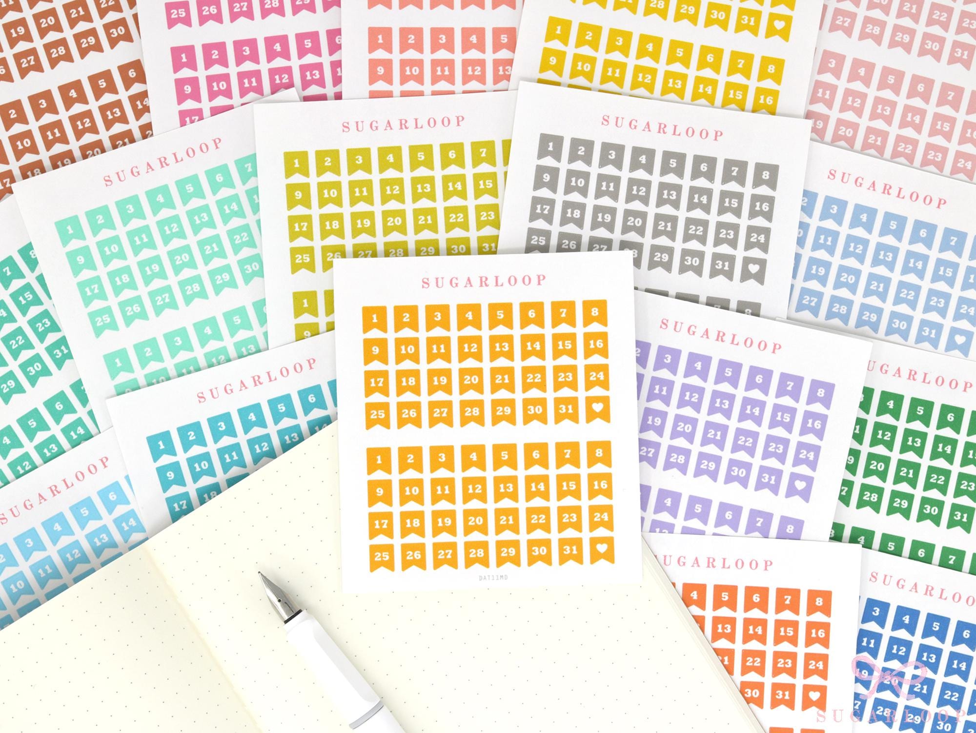 Colorful Mini Date Flag Planner and Journal Stickers: 0.25 in (6 mm)