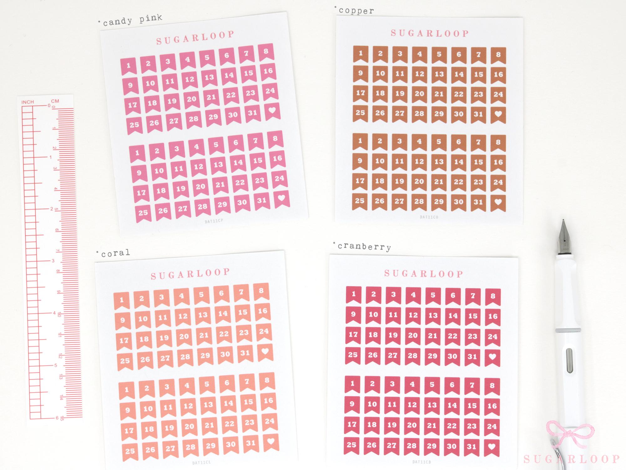 Colorful Mini Date Flag Planner and Journal Stickers: 0.25 in (6 mm)