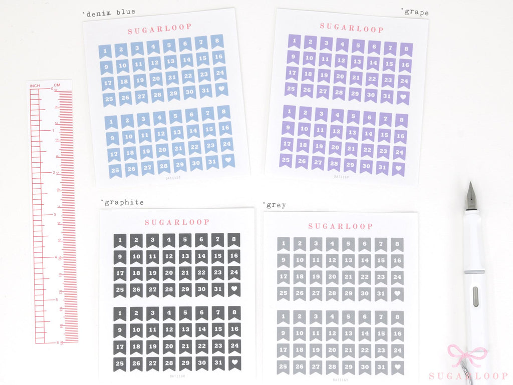 Colorful Mini Date Flag Planner and Journal Stickers: 0.25 in (6 mm)
