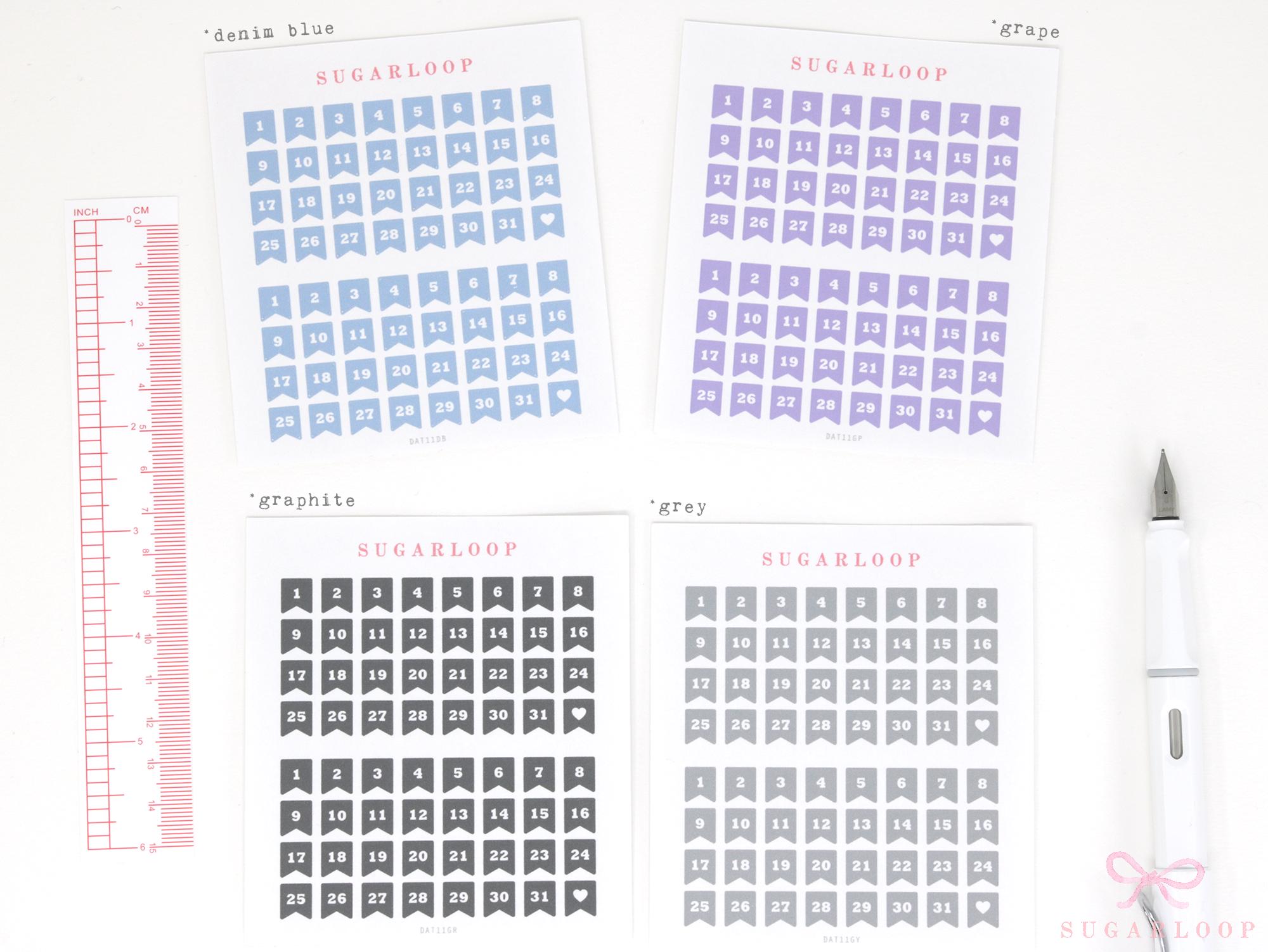 Colorful Mini Date Flag Planner and Journal Stickers: 0.25 in (6 mm)