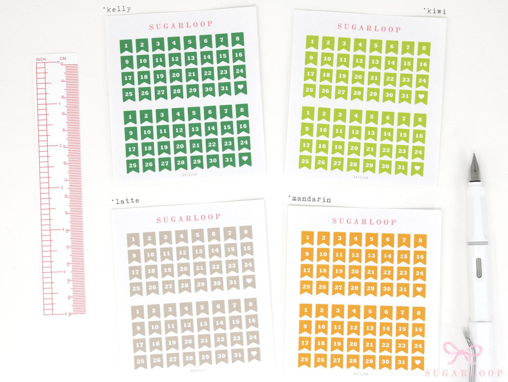 Colorful Mini Date Flag Planner and Journal Stickers: 0.25 in (6 mm)