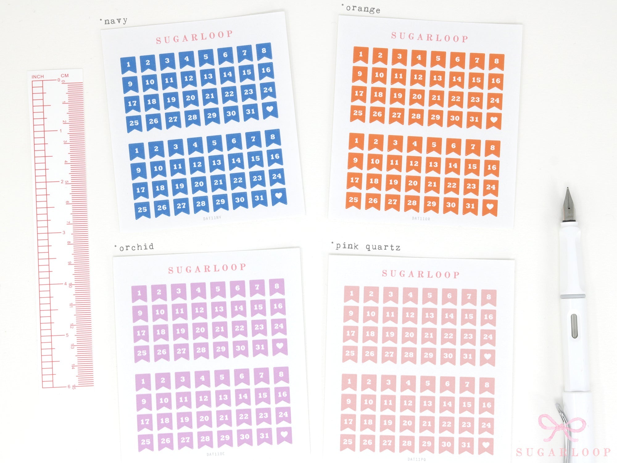 Colorful Mini Date Flag Planner and Journal Stickers: 0.25 in (6 mm)