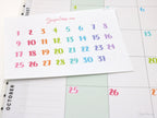 Multicolor Handlettered Date Bujo Planner Stickers: Various Sizes