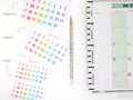Multicolor Handlettered Date Bujo Planner Stickers: Various Sizes