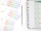 Multicolor Handlettered Date Bujo Planner Stickers: Various Sizes