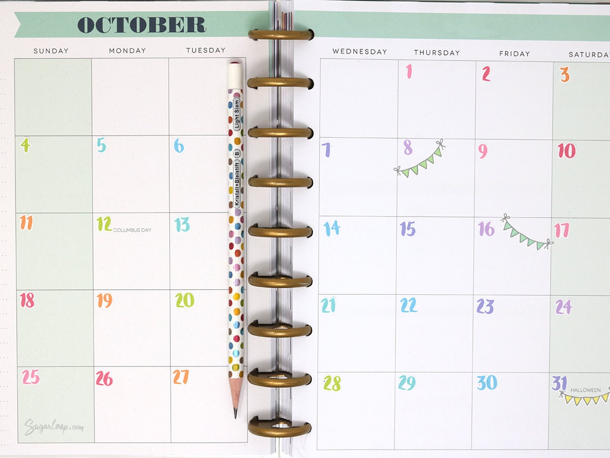 Multicolor Handlettered Date Bujo Planner Stickers: Various Sizes
