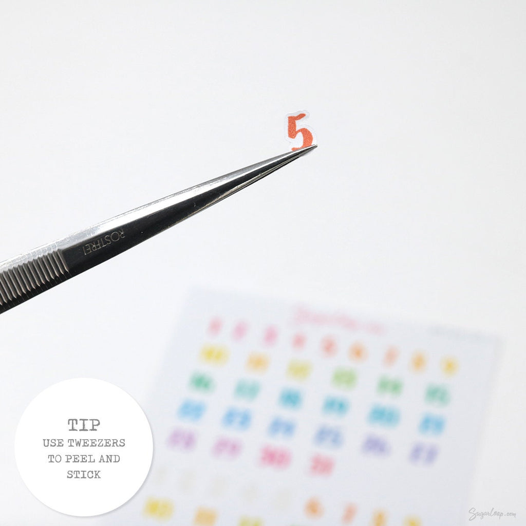 Multicolor Handlettered Date Bujo Planner Stickers: Various Sizes