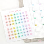 Pastel Mini Date Dot Bujo Planner Stickers: 0.25 in (6 mm)