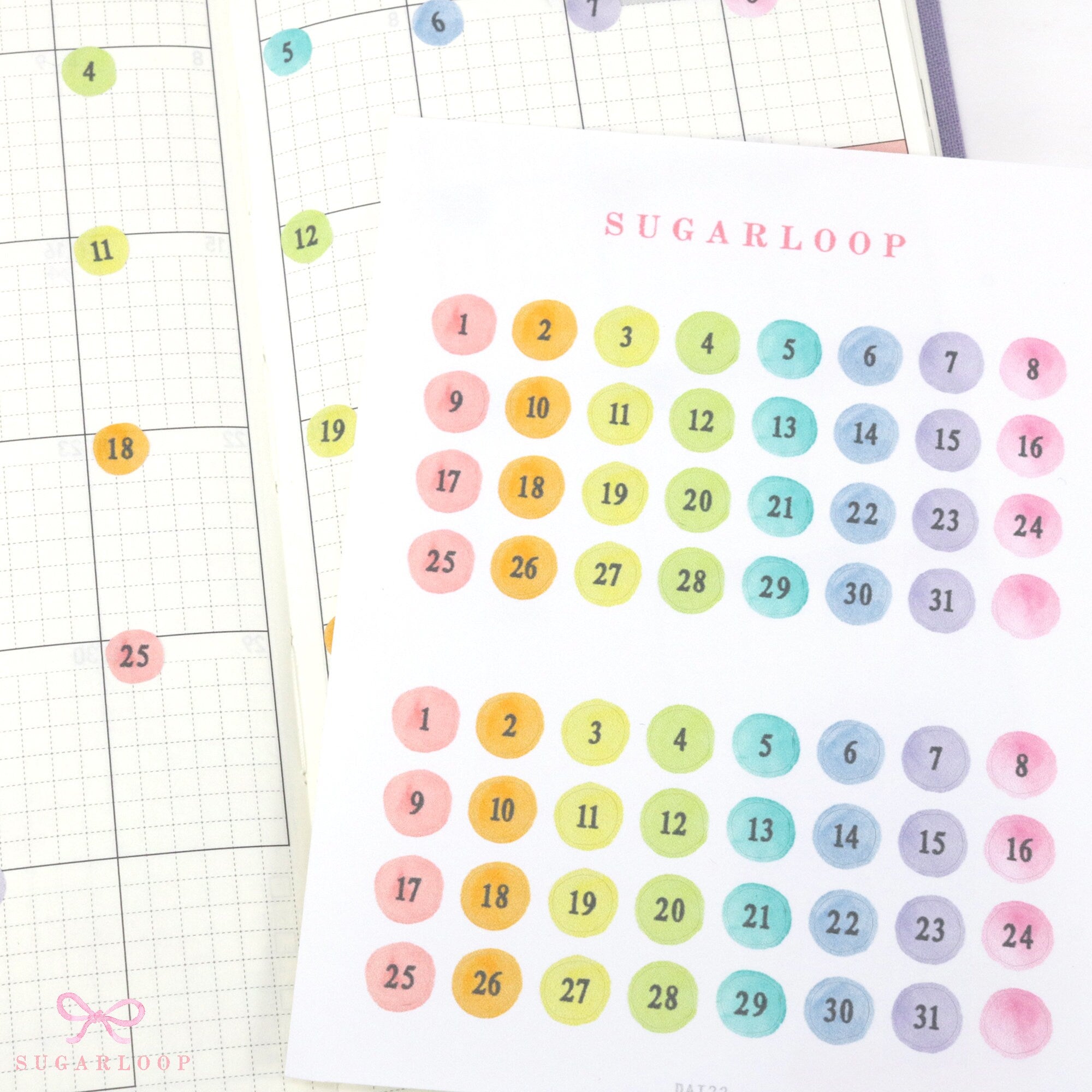 Multicolor Mini Date Dot Bujo Planner Stickers: 0.25in (6 mm)