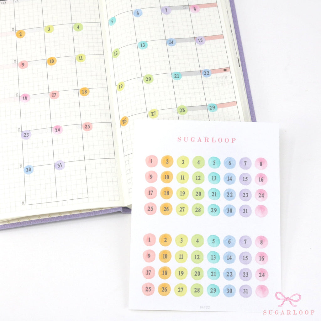 Multicolor Mini Date Dot Bujo Planner Stickers: 0.25in (6 mm)