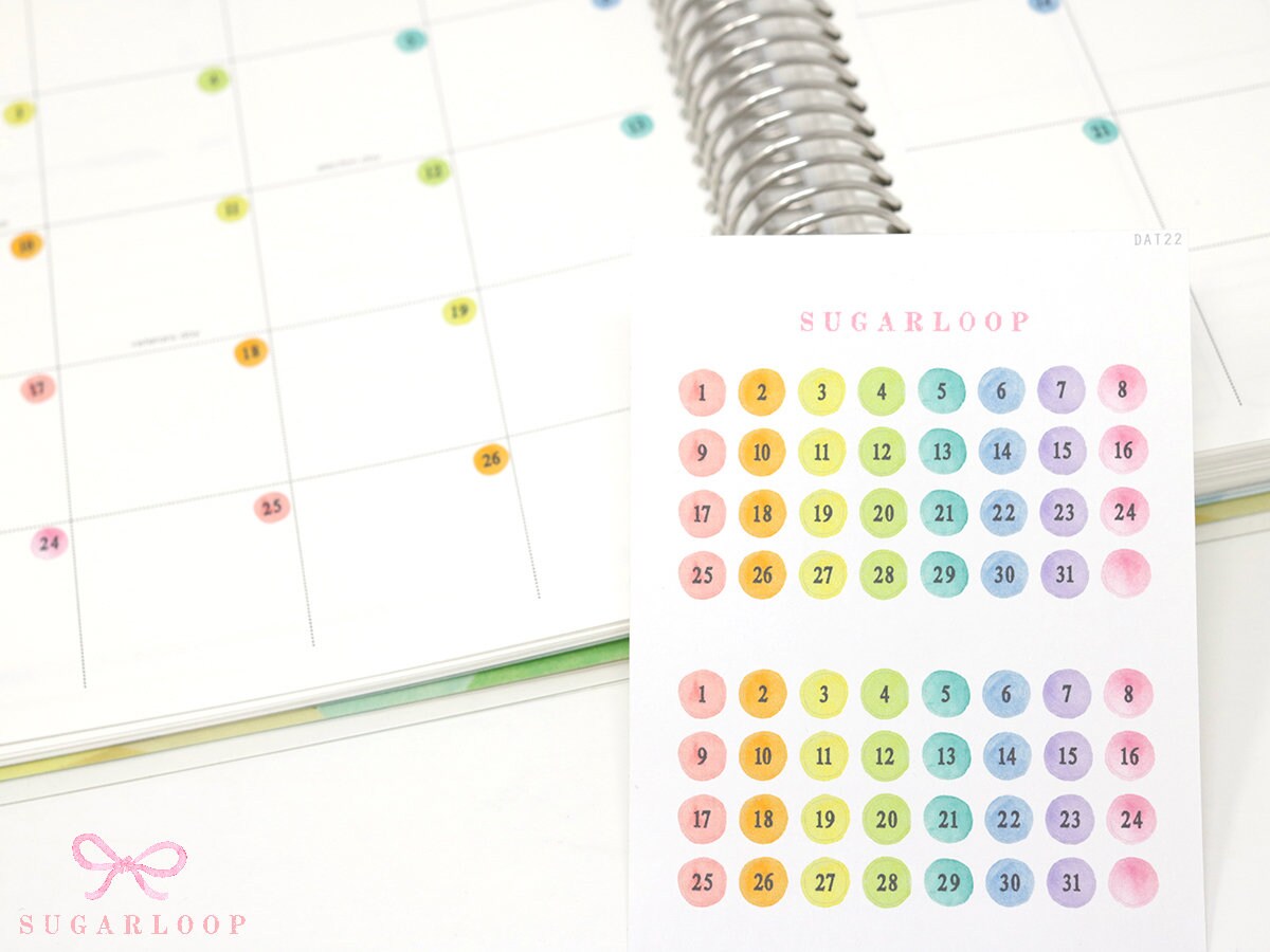 Multicolor Mini Date Dot Bujo Planner Stickers: 0.25in (6 mm)