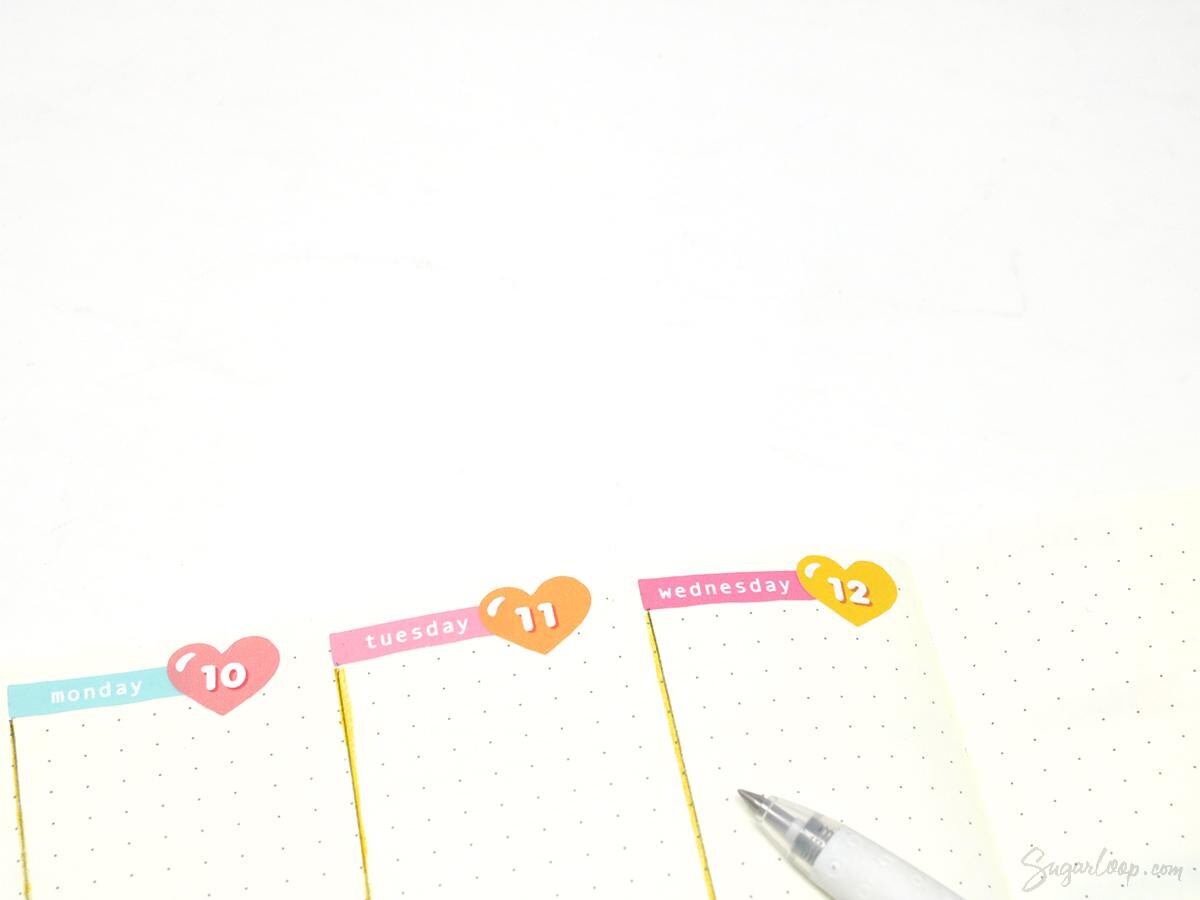 Kawaii Cute Heart Date Stickers for Planners and Bujo