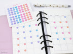 Watercolor Wash Mini Date Dot Bujo Planner Stickers: 0.25 in (6 mm)