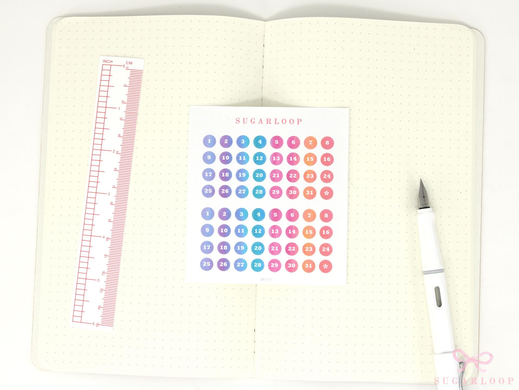 Watercolor Wash Mini Date Dot Bujo Planner Stickers: 0.25 in (6 mm)